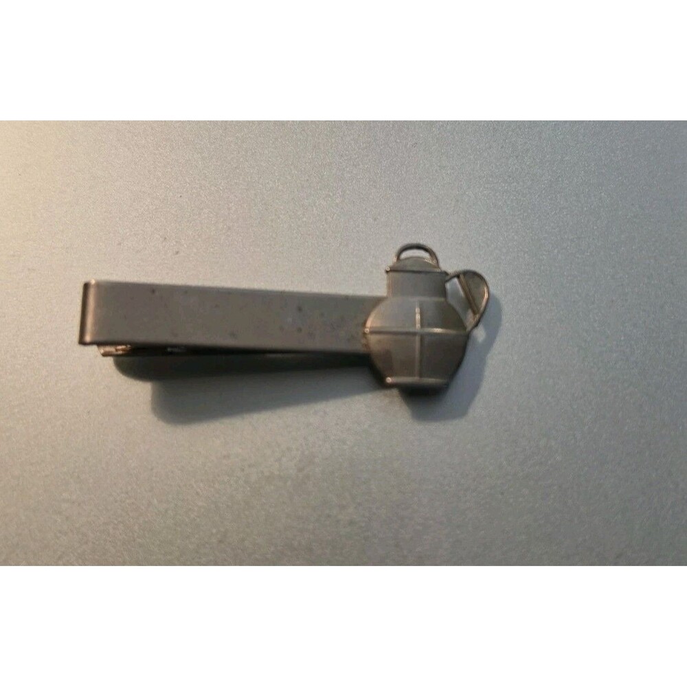 Vintage Anson Silver Tone Milk Can Churn Novelty Tie Clip Bar Mid Century